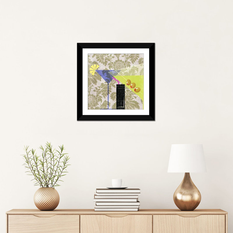«Cocktail I», impression sur toile, Papier avec cadre noir, Blanc, H 16 po x l 16 po x P 1 po