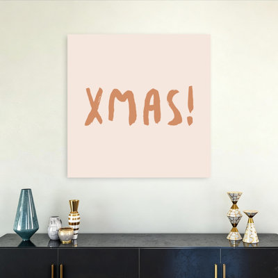 Cheerful Xmas Lettering Abstract Contemporary Wall Art Print 1 Piece Wrapped Canvas Wall Art