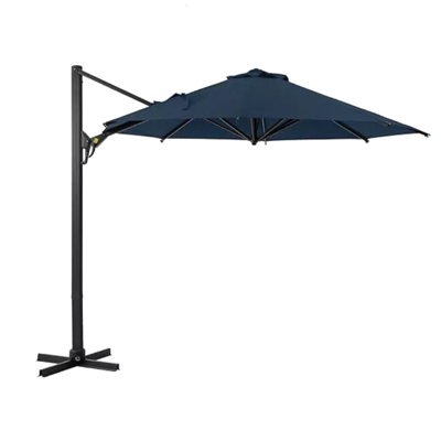 10 Foot Blue Square Cantilever Patio Umbrella Featuring 360 Canopy Rotation, Infinite Tilt, And Rust - Construction For Backyard Hangouts Ft With 8 Iron Ribs, Proof Aluminum Pole, Rotation Ideal