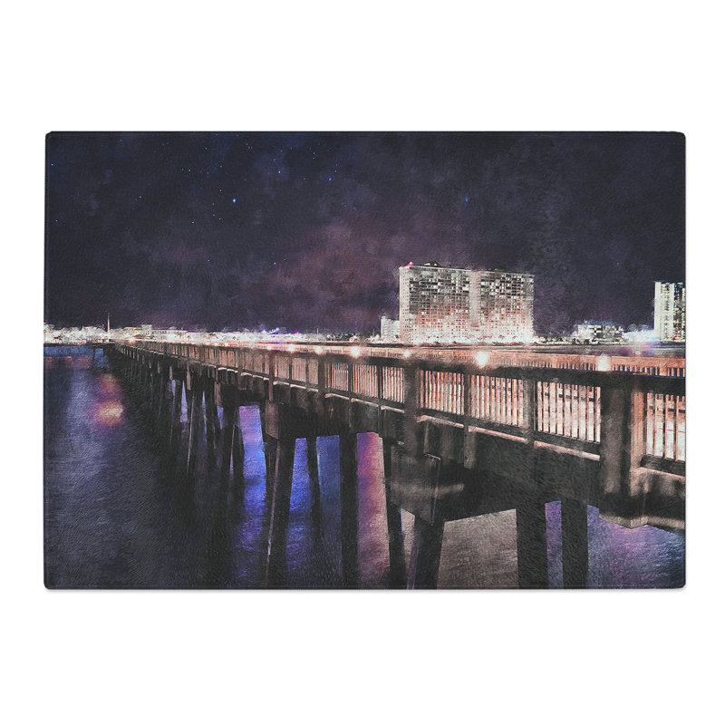 Panama City Beach Pier Painting Chopping Board, 0.4cm H x 20cm W x 28.5cm L
