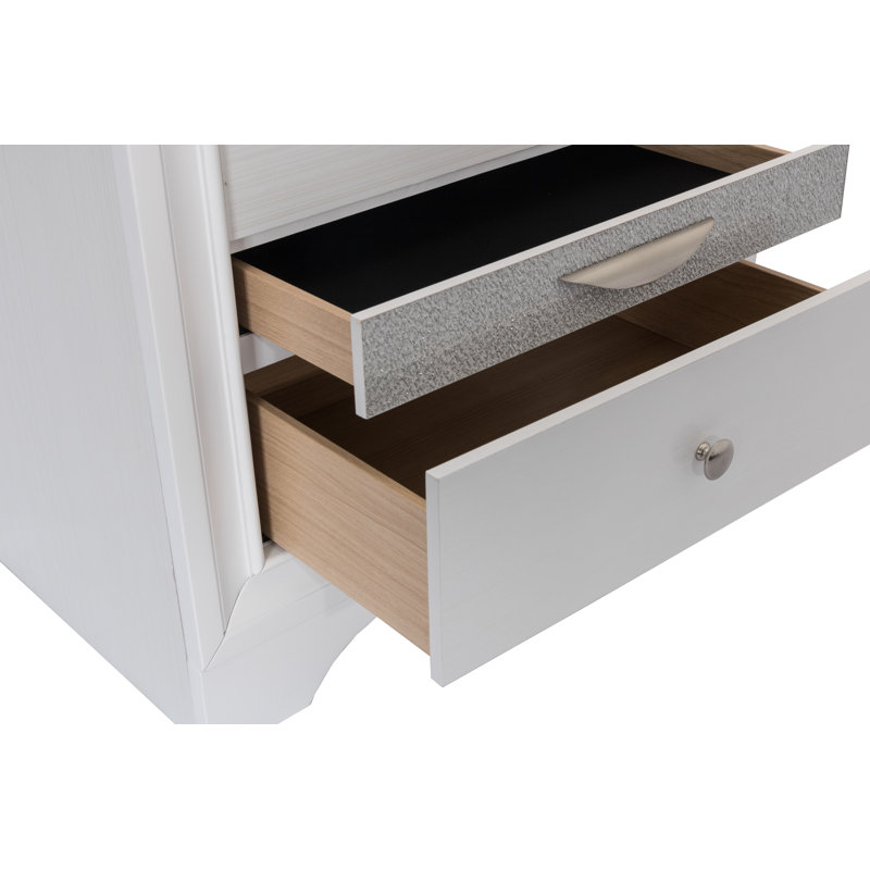 Table de chevet 2 tiroirs Smyth, Blanc