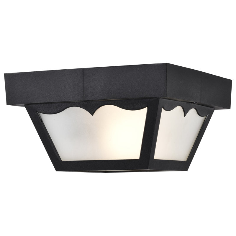 Plafonnier d'extérieur à 1 ampoule Pothier, H 4,75 po x l 8,25 po x P 8,5 po, Noir