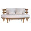 Lit de jour d'extérieur rond en bois d'acacia, chaise longue avec dossier à lattes incurvé, coussin et 4 coussins pour la cour, la piscine, beige