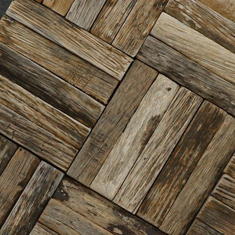 Reclaimed Boat Wood Natural Basketweave Mosaic Wall Tile
