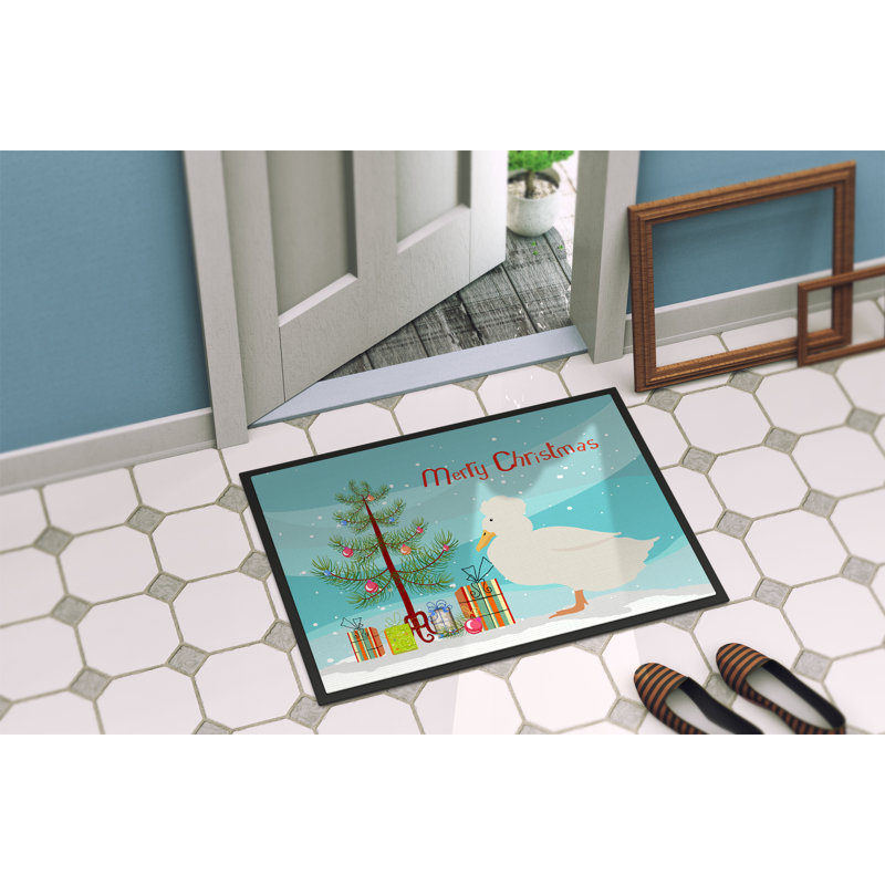 Tapis de porte d’extérieur anti-dérapante pour canard de noël Aurora, Rectangle 1 pi 6 po x 2 pi 3 po