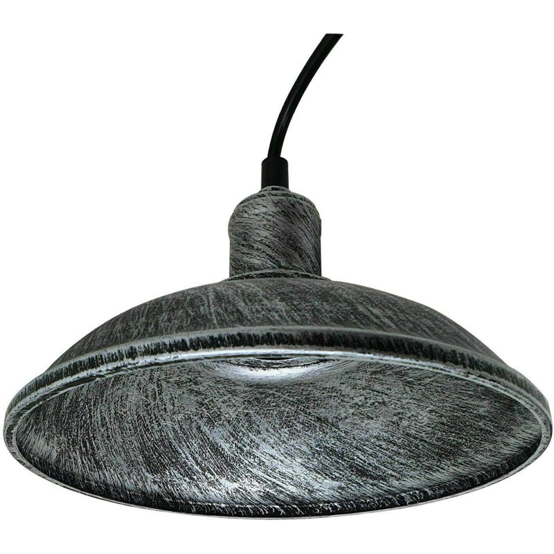 1 - Light Brussed Silver Bowl Pendant, No