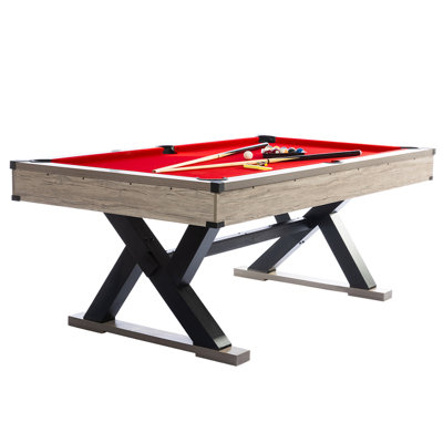 Table de billard de 7 pi pour adultes, ensemble complet de billard avec 2 queues, 16 boules, triangle, craie et brosse, fabrication de pieds en K, tissu professionnel