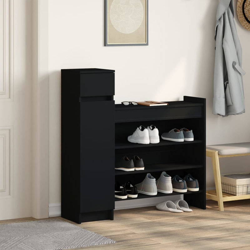 12 Pair Shoe Storage Cabinet, Black