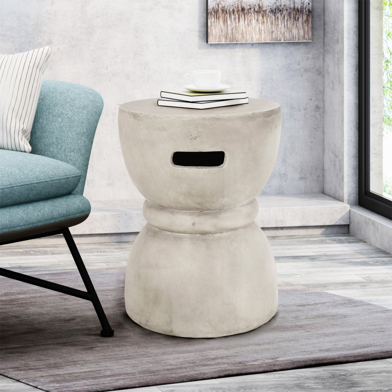 Doggerville Round Concrete Outdoor Side Table , 13.5'' in. W 13.5'' in. D