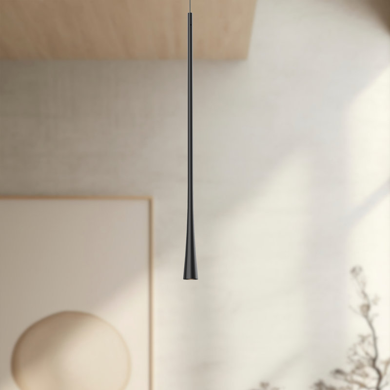 Luminaire suspendu cylindrique à DEL Taper, Noir, H 143,875 po x l 1,25 po x P 1,25 po