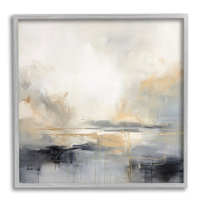 Gray & Glam Landscape, impression sur bois encadrée