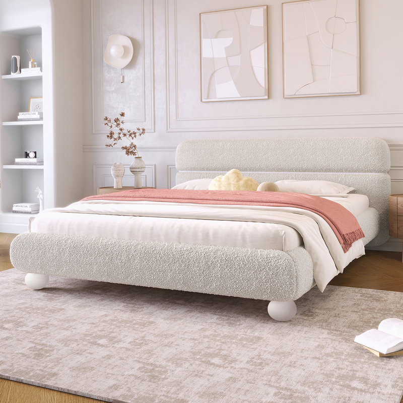 Curve-Shaped Design Contemporary Upholstered Bed