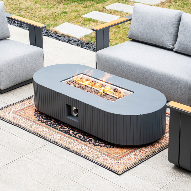 4-Piece Outdoor Sofa Set with Fire Pit Table