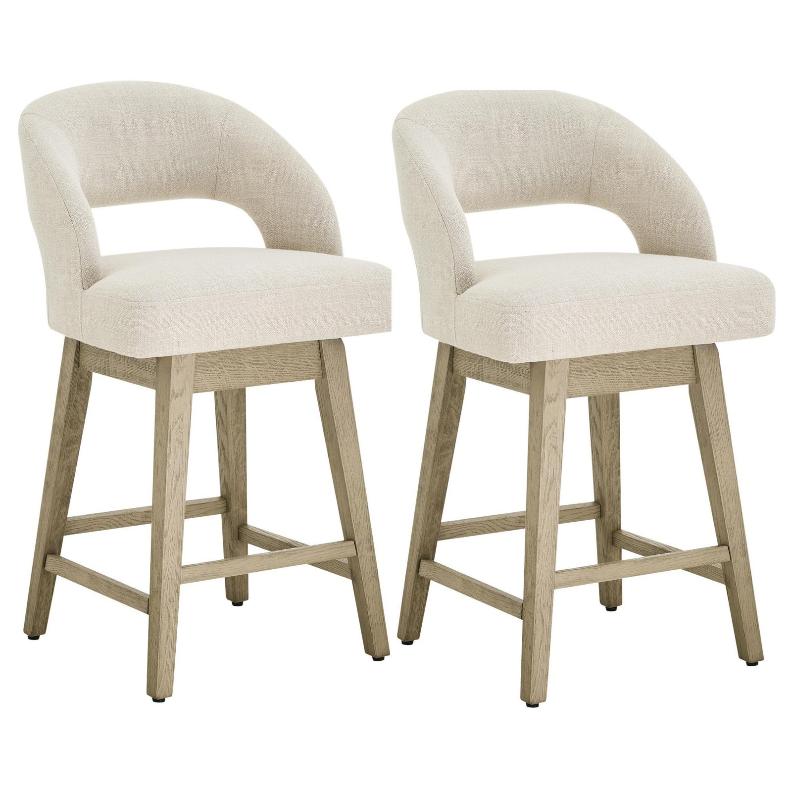 Neta Upholstered Stool, Effie Linen Performance Linen