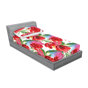 Vermillon, vert, rose / floral