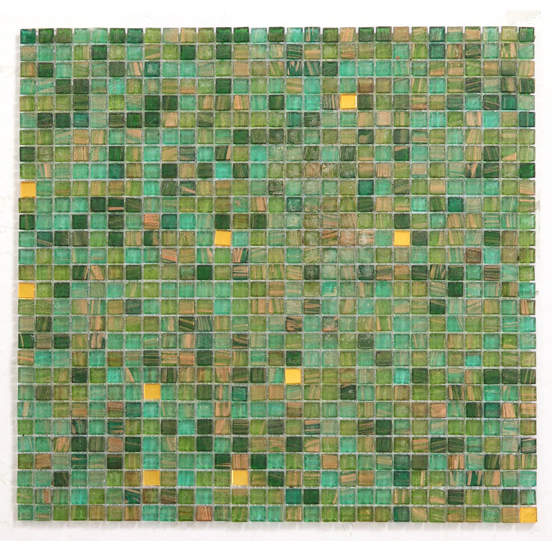 Carreau de mosaïque pour mur et plancher en verre 13 po x 13 po Galaxy Green