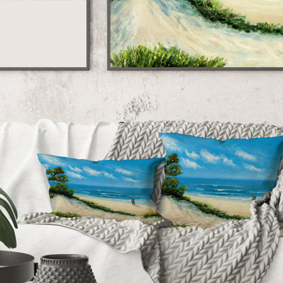 Couple à la plage - coussin à imprimé nautique et côtier