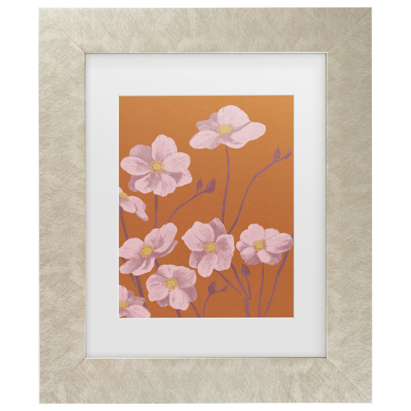 «Goed Blauw Anemone Matted», art encadré, H 14,5 po x l 17,5 po, Cadre crème