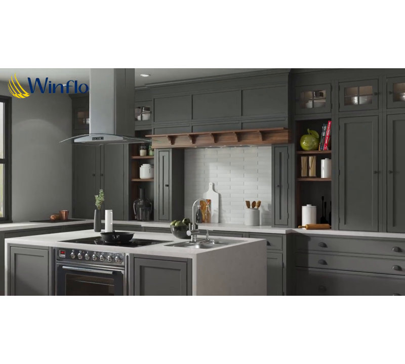 30" Stainless Steel Convertible Island Range Hood with Glass Canopy