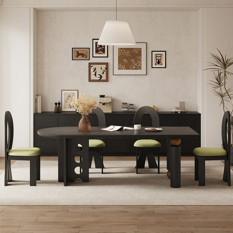 Creative solid wood table dining set, 29.52"H x 70.86"L x 31.49"W