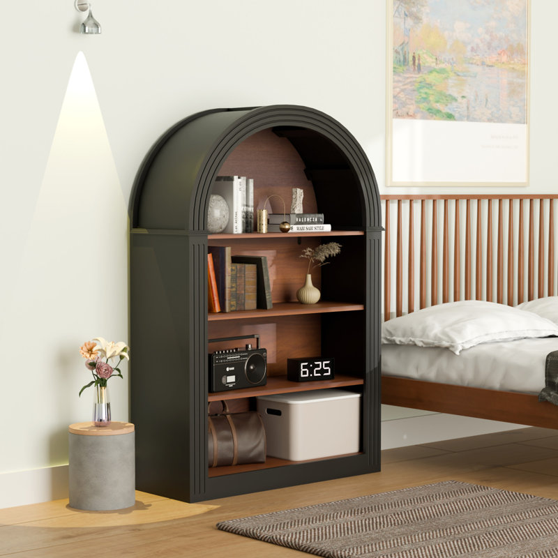 Bibliothèque, Noir/noyer, (4 tablettes) H 45,7 po x l 32,25 po x P 12,2 po