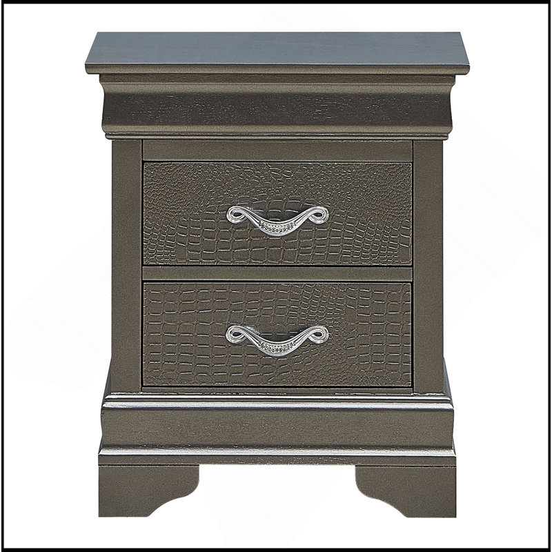Élégante table de chevet métallique avec tiroirs, Noir