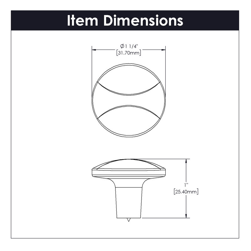 Crest Collection Round Knob - 1-1/4 " Diameter Cabinet Knob Chrome - Mid-century Modern Hardware for Drawers & Cabinets