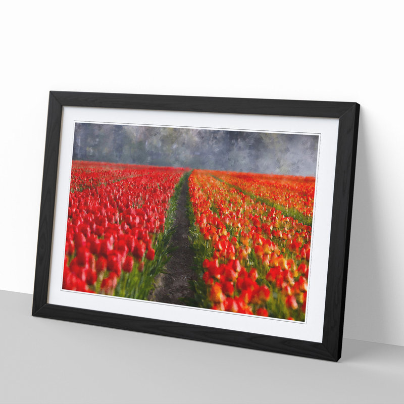 Field of Tulips - Framed Print, 27cm H x 36cm W x 2cm D, Black Framed