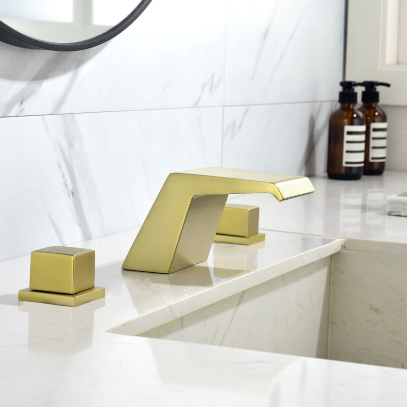 Widespread 2-handle Bathroom Faucet with Drain Assembly, Brushed Gold