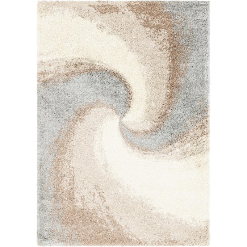 Tapis abstrait kaki , Rectangulaire 7 pi x 10 pi, Grey/Beige