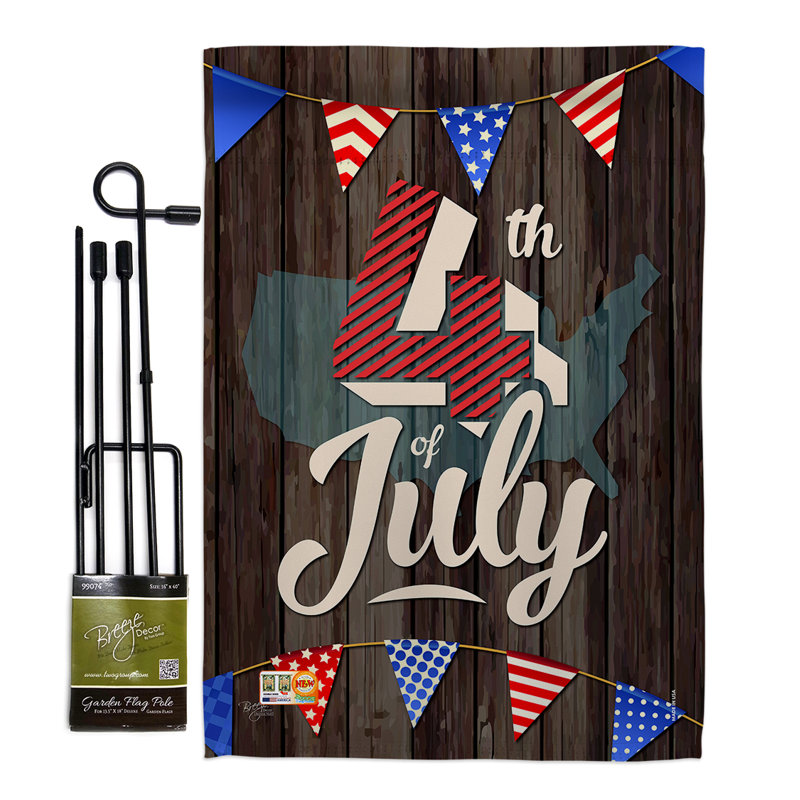 Patriotic Multi-Color Polyester Fourth of July Garden Flag Set