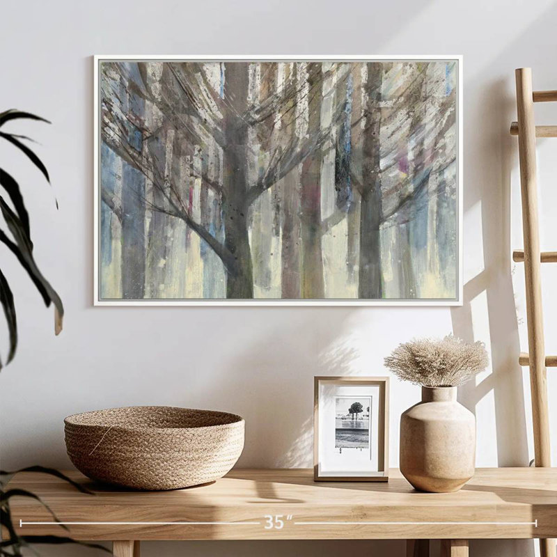 Lumière forêt, Cadre flottant blanc, 25 po x 17 po