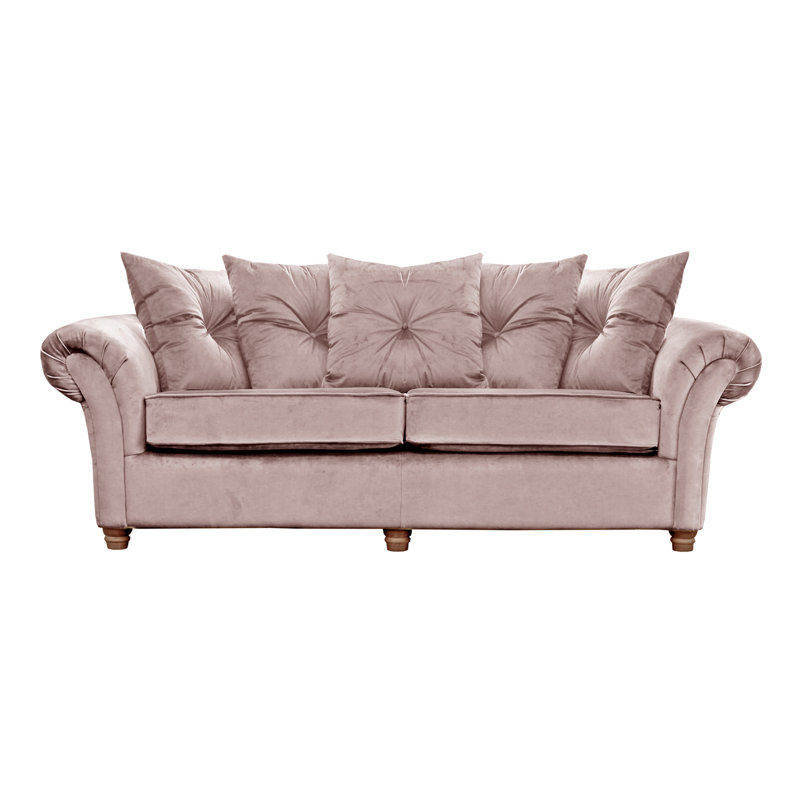 Lila 3 Seater Velvet Sofa, Dusky Pink