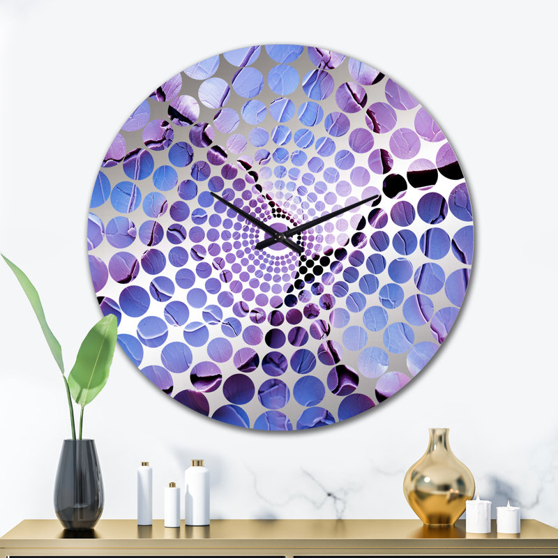 Horloge murale en pierre mauve Geode Volcano I, Grand