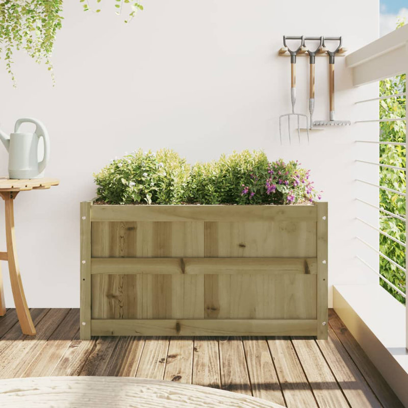 Wooden Kogut Flower Box, 1, Brown, 19.69" H x 35.43" W x 19.69" D