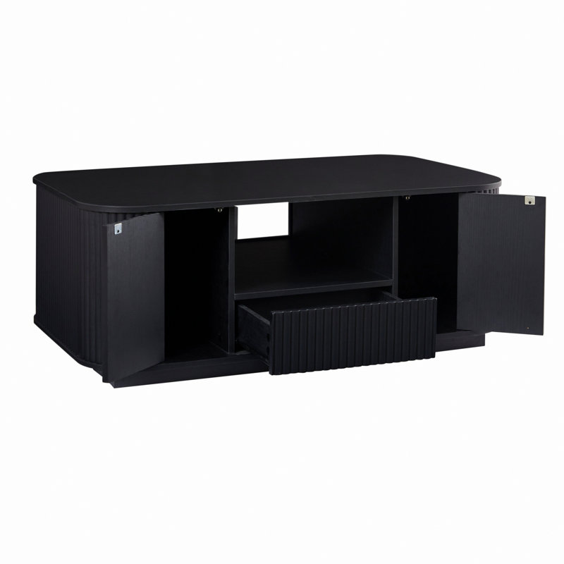 Table basse moderne avec tiroirs et compartiments de rangement, Noir