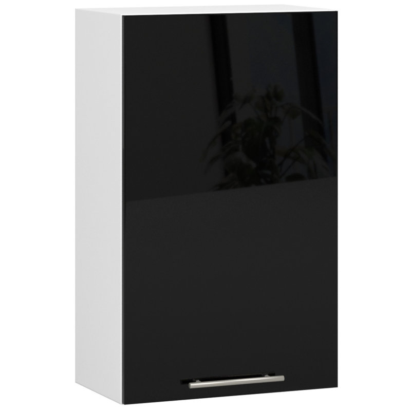 This kitchen cabinet is made of white and glossy black, 72cm H x 50cm W x 30cm D