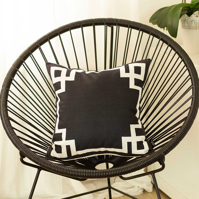 Yellow and White Geometric Polyester Throw Pillow Cover 20" x 20"