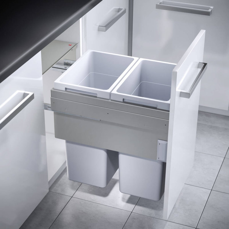 Plastic Open Pull Out/Under Counter Rubbish Bin - 76L