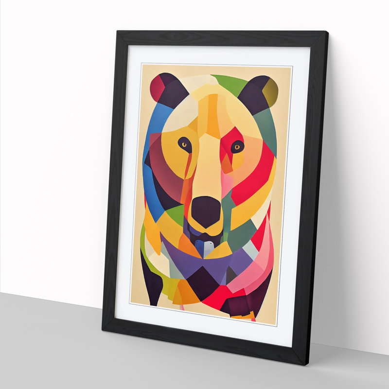 Polar Bear Painting Colours - Picture Frame Print, Black, 46cm H x 34cm W x 2cm D