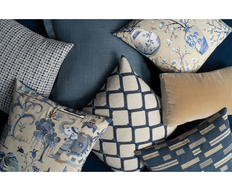 Lena Flange Throw Pillow, Lapis, Square 24"