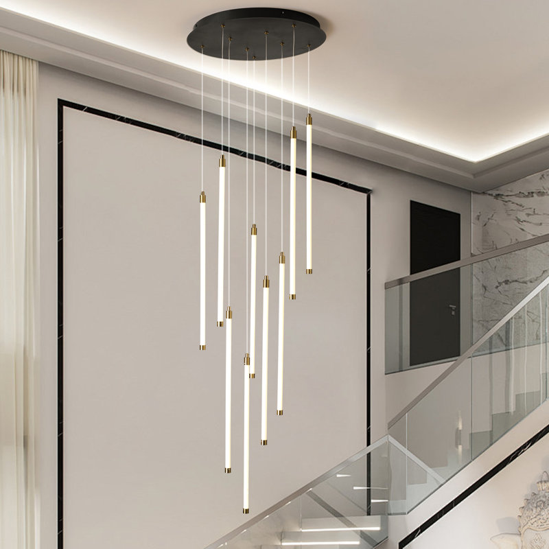 Luminaire suspendu DEL 9 lumières noir / argent / or Keiri