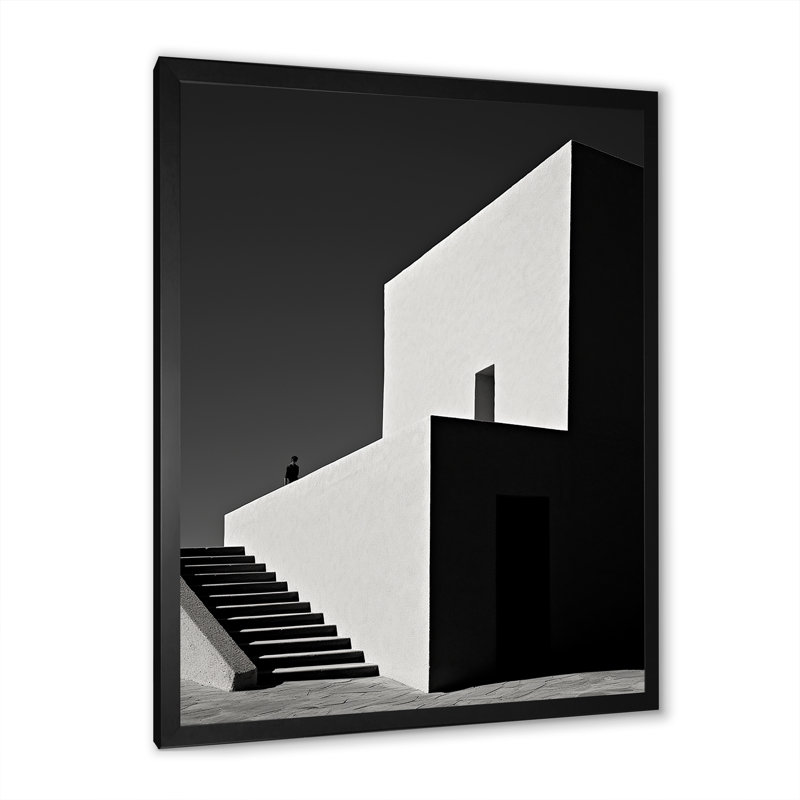 " Minimalism Scenery Building I ", 40" H x 30" W x 1.5" D, Black Single Picture Framed