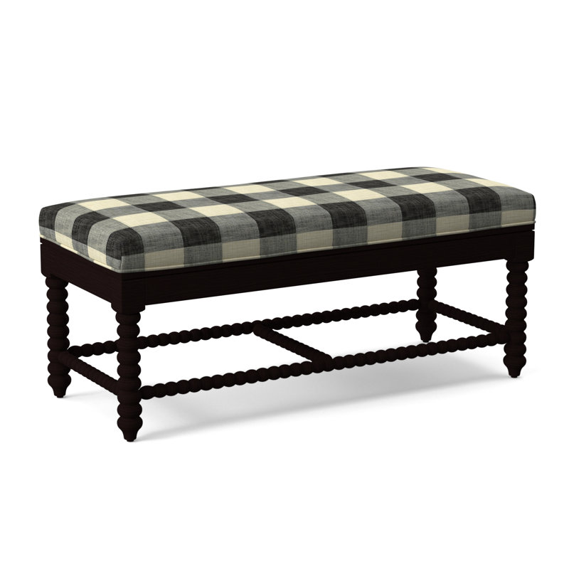Lind Island Upholstered Bench, Tropical Foliage; 0505-64, Java Finish