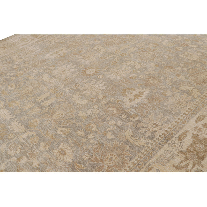 Oushak Hand Knotted Floral Area Rug, Rectangle 14' x 20'