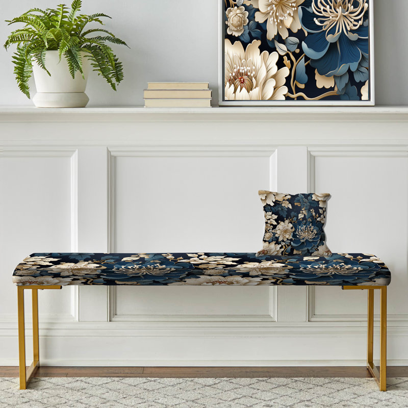 Ming Dynasty Reverence - Banc oriental rembourré doré