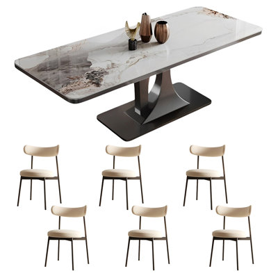 Ensemble de table de salle à manger rectangulaire et chaises