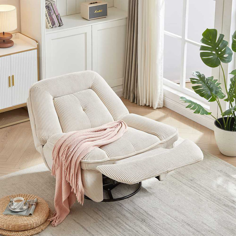 Tylon Upholstered Recliner, Beige Corduroy