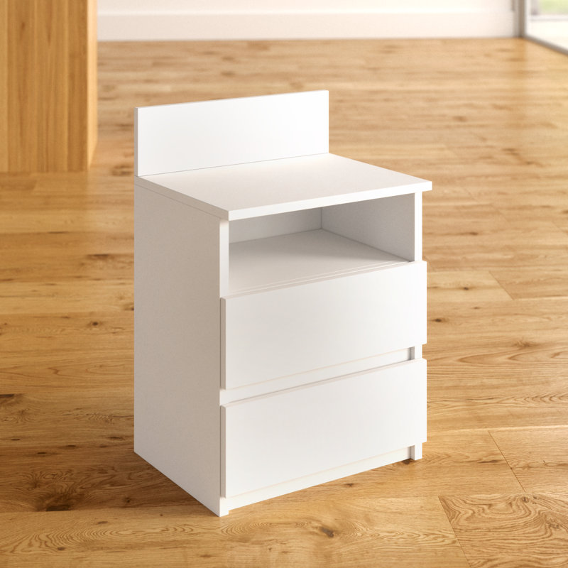 Abril 2 Drawer Bedside Table, White