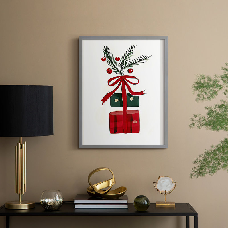 «Christmas Holiday Art» DCCCLXV, reproduction d'art encadrée - bois massif, Gris, H 21 po x l 17 po